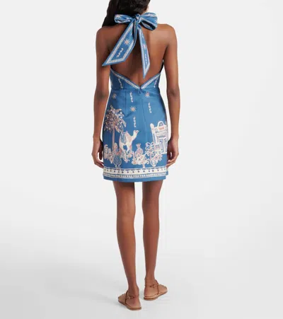 Alemais Acacia Tie-neck Patterned Mini Dress In Blue