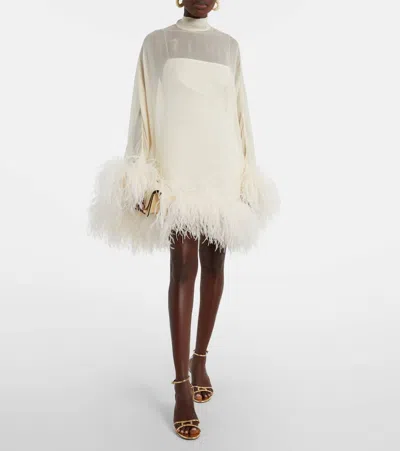 Taller Marmo Gina Feather-trimmed Crepe Mini Dress In Multi