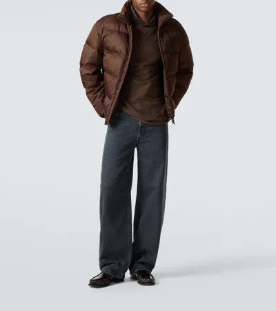 Prada Re-nylon Down Jacket In Brown