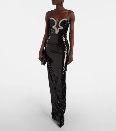 Rebecca Vallance Lyra Embellished Sequin Gown In Black