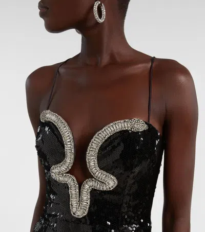 Rebecca Vallance Lyra Embellished Sequin Gown In Black