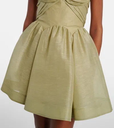 Zimmermann Rebellion Linen And Silk Organza Minidress In Animal Print