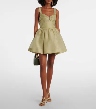 Zimmermann Rebellion Linen And Silk Organza Minidress In Animal Print