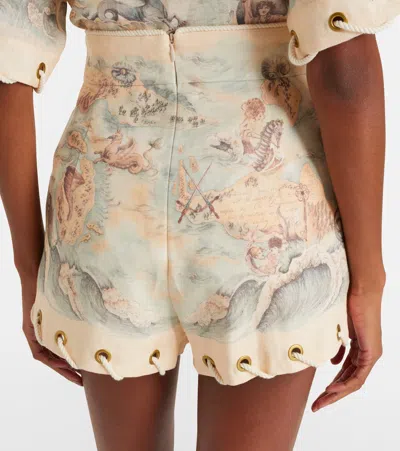 Zimmermann Rebellion Rope Trim Linen Shorts In Brown