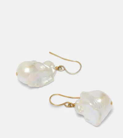 Jil Sander Drop Earrings With Freshwater Pearls In White
