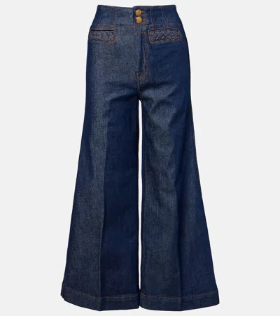 Zimmermann Aster Cropped Flared-leg Denim Jeans In Blue