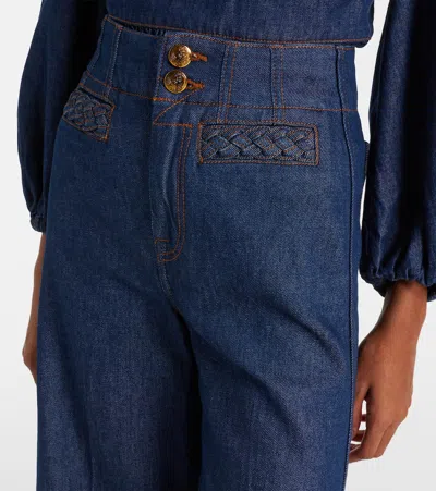 Zimmermann Aster Cropped Flared-leg Denim Jeans In Blue