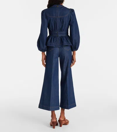 Zimmermann Aster Cropped Flared-leg Denim Jeans In Blue