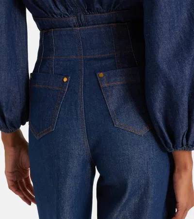 Zimmermann Aster Cropped Flared-leg Denim Jeans In Blue