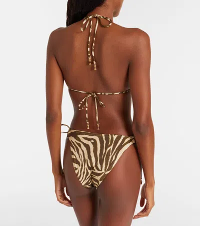 Zimmermann Wanderlust Ring-tie Zebra-pattern Bikini In Animal Print