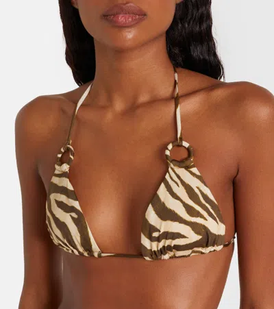 Zimmermann Wanderlust Ring-tie Zebra-pattern Bikini In Animal Print