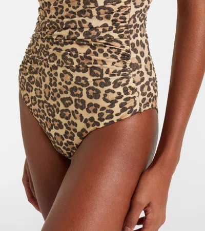 Zimmermann Wanderlust Cutout Ruched Leopard-print Swimsuit In Animal Print
