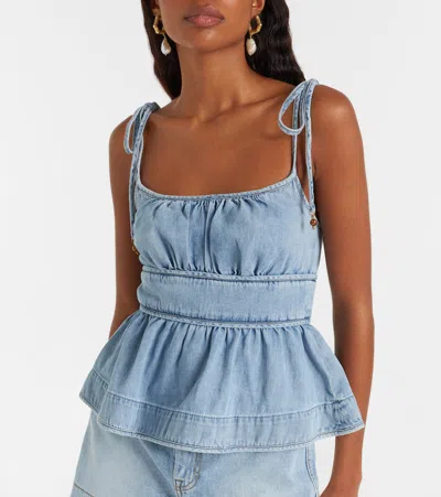 Zimmermann Wanderlust Ruffled Cami In Blue