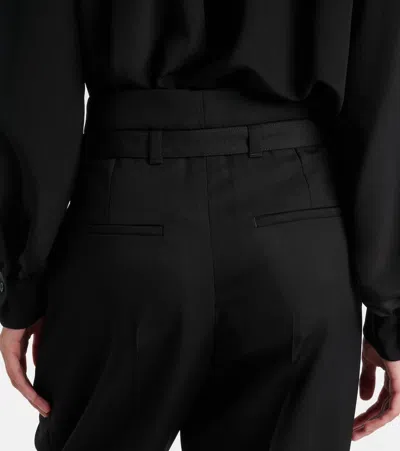 Chloé High-rise Wide-leg Pants In Wool Grain De Poudre In Black