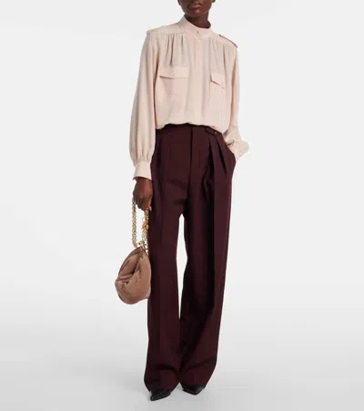 Chloé Suits Pant With Waist Pleats Trousers Bordeaux In Burgundy