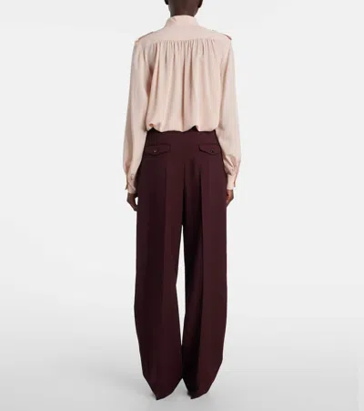 Chloé Suits Pant With Waist Pleats Trousers Bordeaux In Burgundy