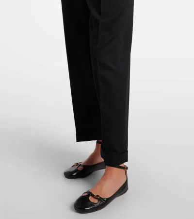 Chloé High-rise Wide-leg Pants In Wool Grain De Poudre In Black