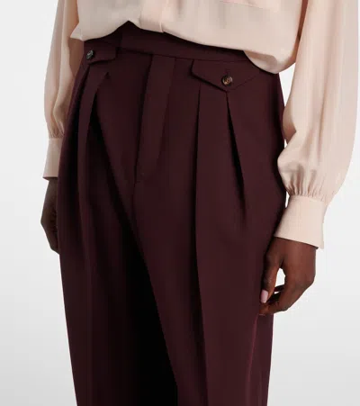 Chloé Suits Pant With Waist Pleats Trousers Bordeaux In Burgundy