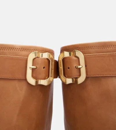 Miu Miu Caramel Nappa Boots With Buckle In Brown