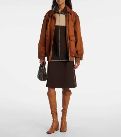 Miu Miu Caramel Nappa Boots With Buckle In Brown
