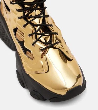Noir Kei Ninomiya Metallic-effect Cutout Lace-up Platform Boots In Gold