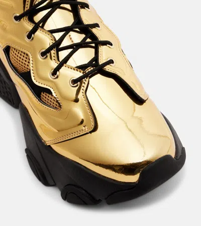 Noir Kei Ninomiya Metallic-effect Platform Sneakers In Gold