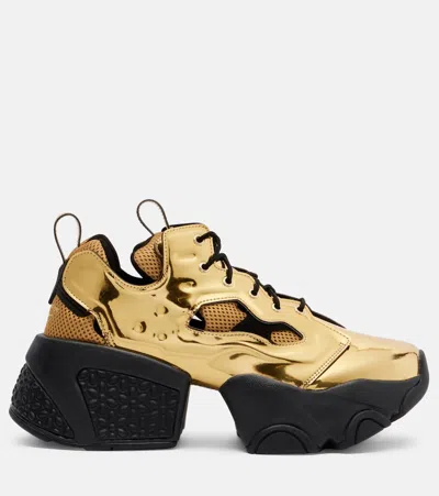Noir Kei Ninomiya Metallic-effect Platform Sneakers In Gold