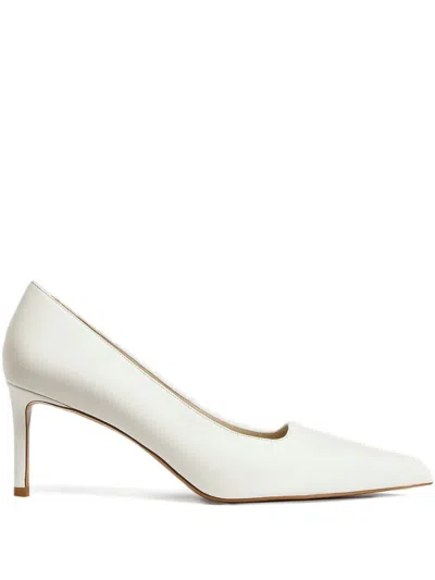 12 Storeez 70mm Leather Heeled Pumps In White