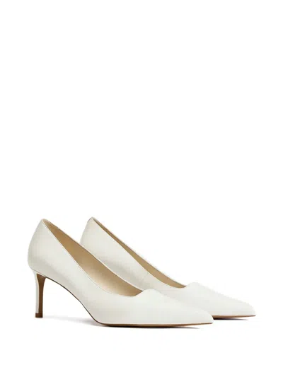12 Storeez 70mm Leather Heeled Pumps In White