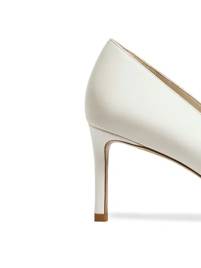 12 Storeez 70mm Leather Heeled Pumps In White
