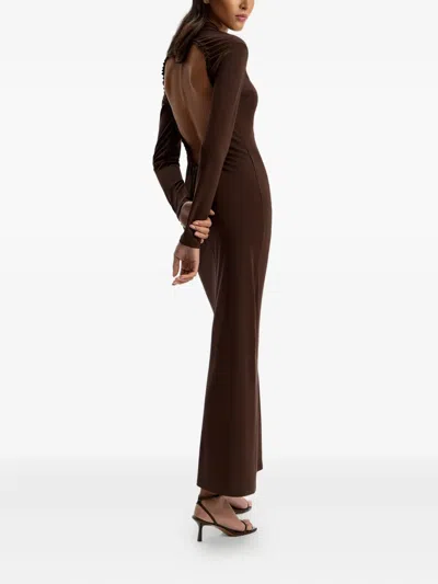 12 Storeez Open-back Maxi Dress In Brown
