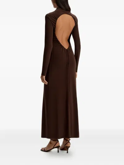 12 Storeez Open-back Maxi Dress In Brown