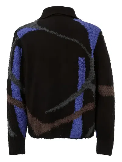 Khoki Buttoned Patterned Cardigan In Black