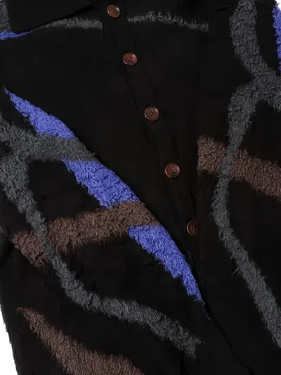 Khoki Buttoned Patterned Cardigan In Black