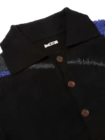 Khoki Buttoned Patterned Cardigan In Black