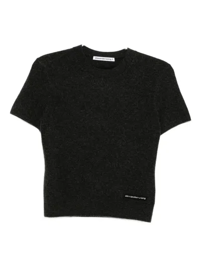Alexander Wang Logo-patch Top In Gray