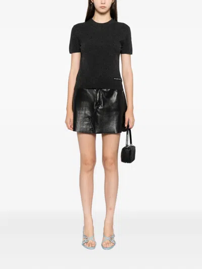 Alexander Wang Logo-patch Top In Gray