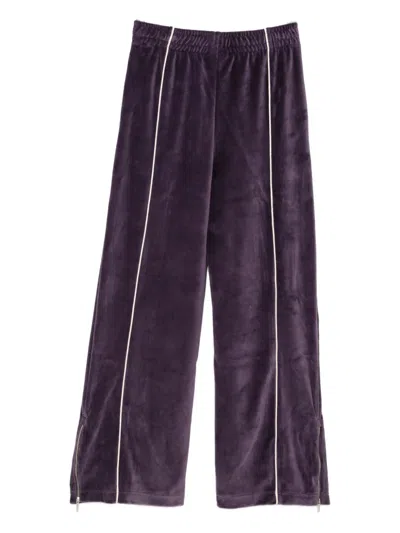 Lacoste Logo-embroidered Trousers In Purple