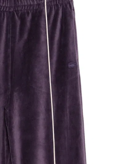 Lacoste Logo-embroidered Trousers In Purple