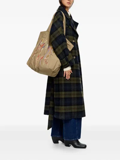 Bimba Y Lola Logo-embroidered Shoulder Bag In Neutral