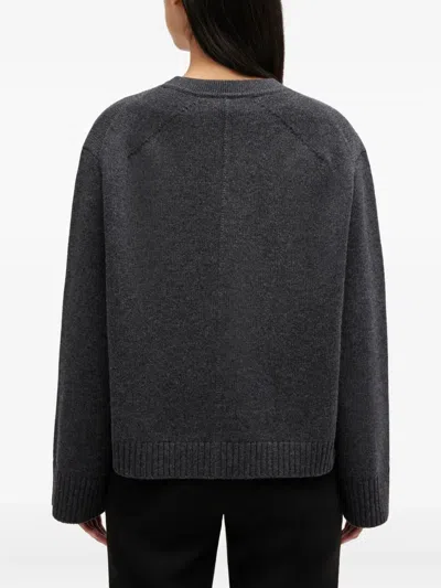 Ganni Pocket Button-fastening Cardigan In Gray