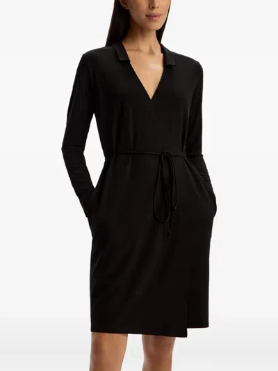 12 Storeez V-neck Midi Dress In Black