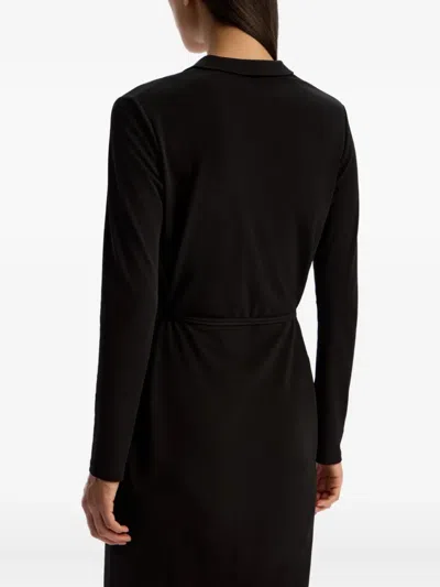 12 Storeez V-neck Midi Dress In Black