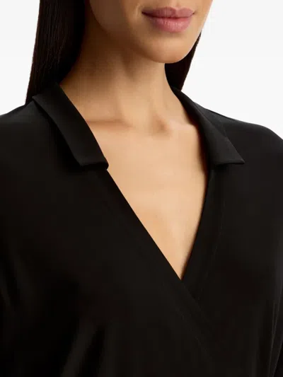 12 Storeez V-neck Midi Dress In Black