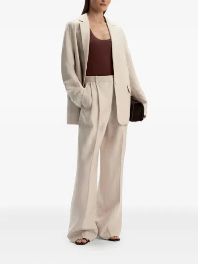 12 Storeez Tailored Linen Blazer In Neutral