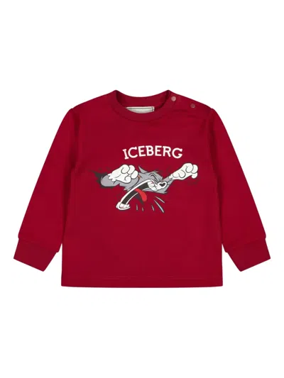 Iceberg Long-sleeve Graphic-print Sweater In Red