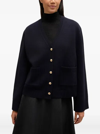 Ganni Pocket Button-fastening Cardigan In Blue