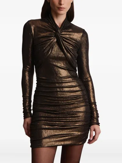 12 Storeez Ruched Mini Dress In Brown