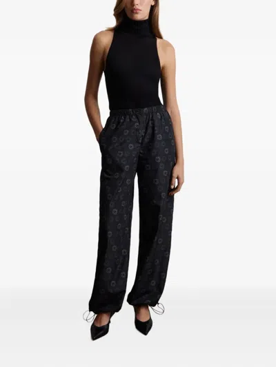 12 Storeez Taffeta Straight-leg Trousers In Black