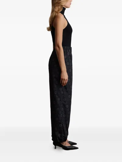 12 Storeez Taffeta Straight-leg Trousers In Black